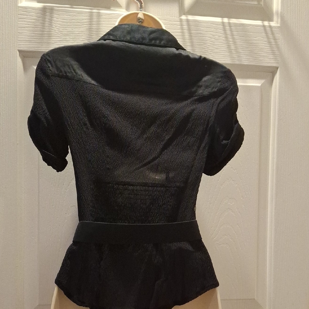 BEBE Black Button-Up Women's Top - Picture 9 of 10